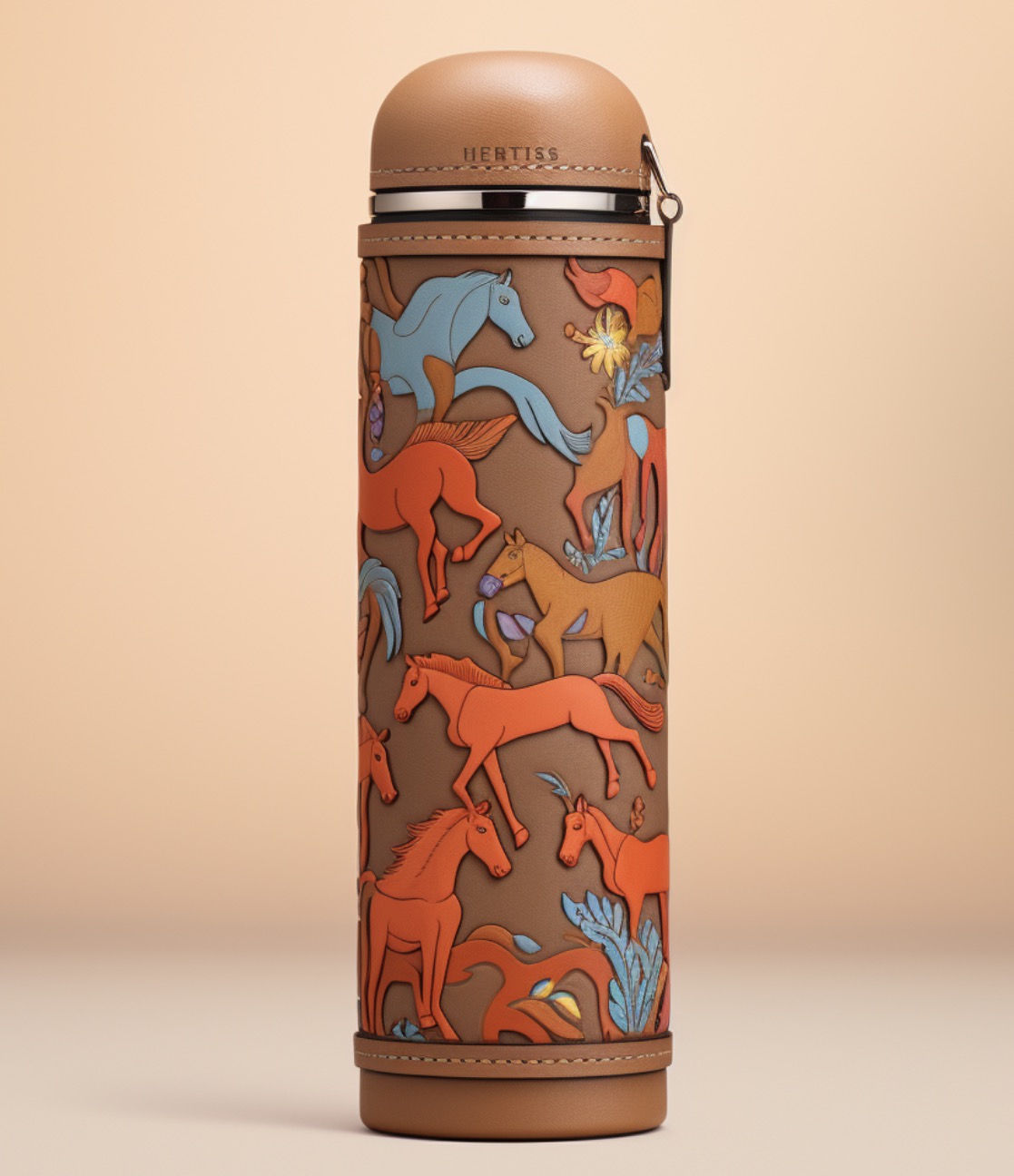 Tan illustrated bespoke bottle sleeve